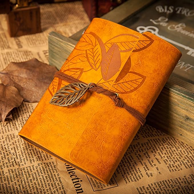 EvZ Vintage Gold Brown PU Leather Cover Loose Leaf Blank Notebook Journal Diary Gift