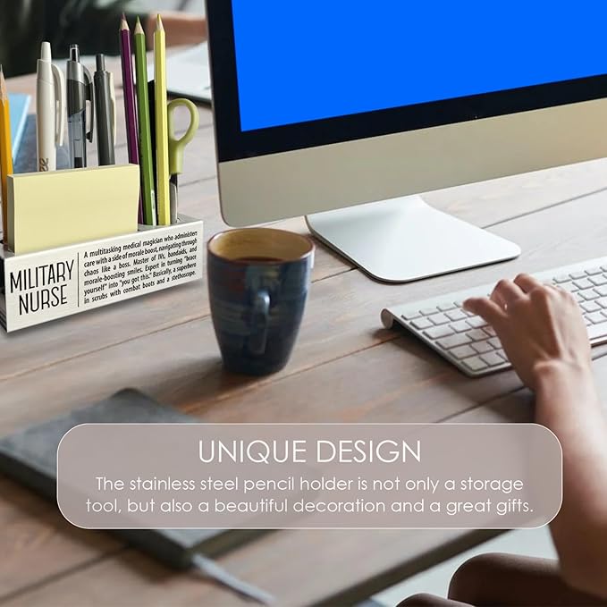 Military Nurse Definition Gifts for Women, Men, Military Nurse Desk Decor Stainless Steel Pen Pencil Holders WCC54