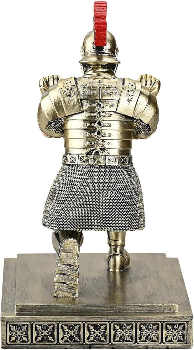 Roman Praetorian Warrior Knight Pen Holder Desk Ornament Resin Pencil Holder Desk Accessories and Organizer for Office with a Letter Opener (Bronze)