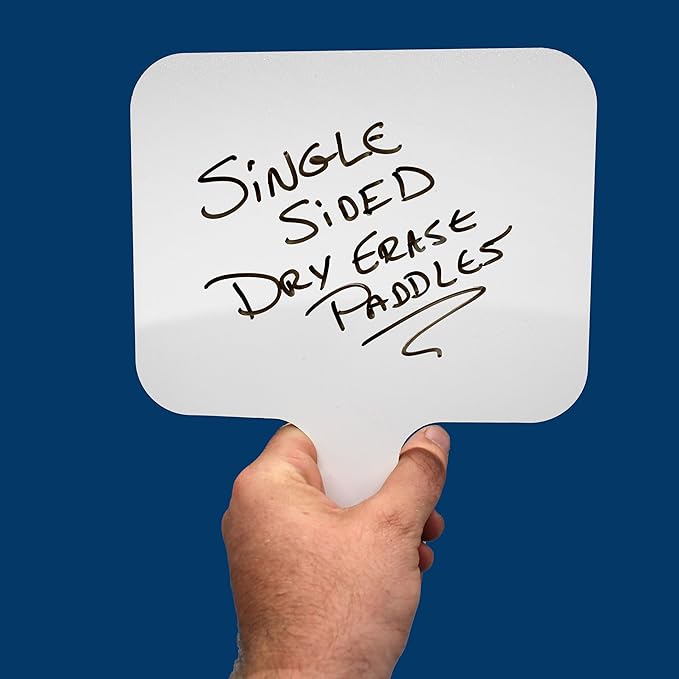 Flipside Products Rectangular Dry Erase Answer Paddles, Auction, Handheld Whiteboard, Handle Response Board, Classroom Dry Erase, Pack of 24