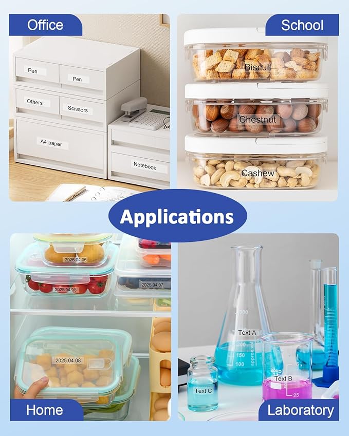 6mm 0.23 Laminated Clear Label Tape Tz-111 TZ Tape Compatible for Brother P-Touch Tze-111 1/4" Tze Label Refills Work for Ptouch Label Maker PT-D220 PT-D210 PT-H110 PT-D400, Black on Clear, 4-Pack