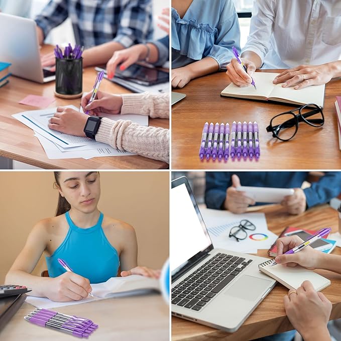 Jetec 500 Pcs Premium Gel Roller Pens Bulk, Fine Point 0.7 mm, Retractable Gel Ink Roller Ball Pens for Writing Journaling Taking Notes Office (Purple)