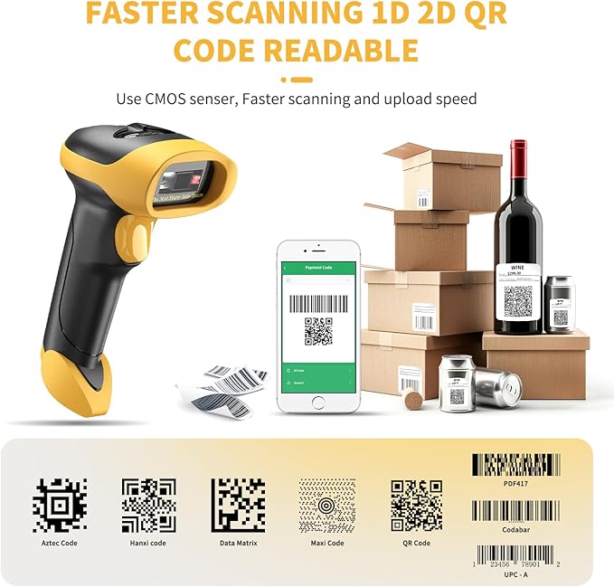 NetumScan Bluetooth QR Barcode Scanner, 3 in 1 Automatic Wireless 1D 2D Barcode Reader USB Image Code Scanner for Store, Warehouse POS, Computer, Tablet, iPad, iPhone, Android