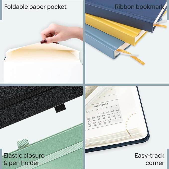 POPRUN 2026 Planner (Large Size 8.5''x 10.5'' Hardcover) - Daily Weekly and Monthly Calendar Agenda 2026 Appointment Book with Hourly Time Slots, Monthly Tabs, 100 GSM - Midnight Green