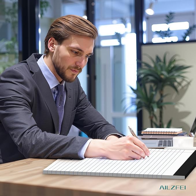 AILZFEI 300 Sheets White Legal Pads 8.5 x 11 Wide Ruled 6 Pack Notebook Paper Note Pad 50 Sheets per Notepad Perforated Writing Pad Study Back 8x11 Pads of Paper