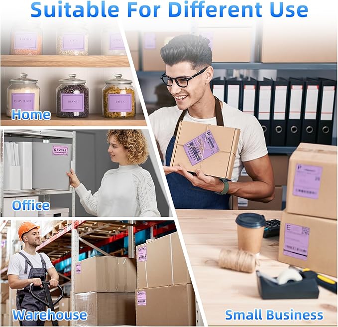 4x6 Thermal Labels, 1 Packs of 500 4x6 Fold Labels Purple - Compatible with JADENS, ASprink, Phomemo, Rollo, Zebra, Omezizy and Other Thermal Printers