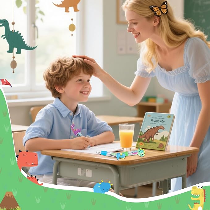 30Pcs Mini Multicolor Pens in One 4-in-1 Cute Pens Bulk for Kids, Ballpoint Pen for Birthdays and Children's Parties, Fun Gifts Assorted Ink Kawaii Pen(Dinosaur)