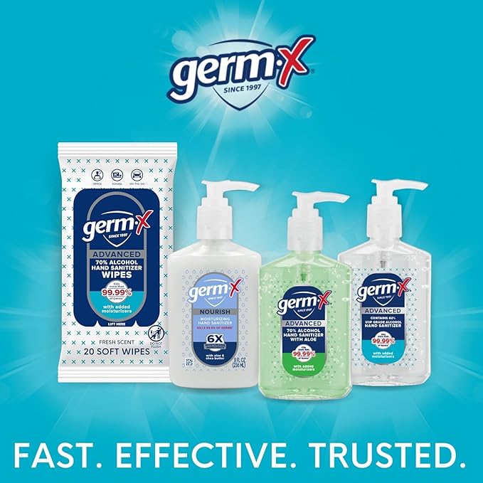 Germ-X Hand Sanitizer, Hydrating with Hyaluronic Acid, 8 Fl Oz Pump (Pack of 6) Instant & No Rinse Formula for All Skin Types, Back to School Supplies, Formulated without Parabens, Phthalates & Dyes