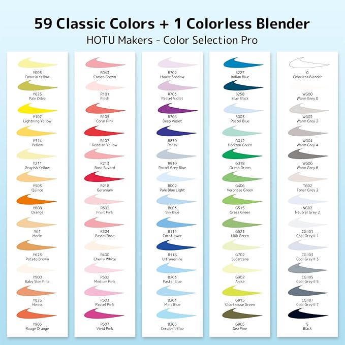 Alcohol Markers Brush Tip -60 Virant Colors Daul Tips Art Markers Set, for Artist Adults Coloring Illustrations, with Seamless Blending, Colorless Blender, Anti-Bleeding Pad, &Premium Ink