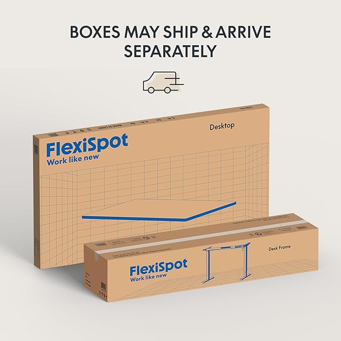 FLEXISPOT EN2 Whole-Piece Standing Desk with Clamp Power Strip, 48 x 24 Electric Stand Up Height Adjustable Desk with Cable Management (White Frame + 48" Mahogany Desktop, 2 Packages)
