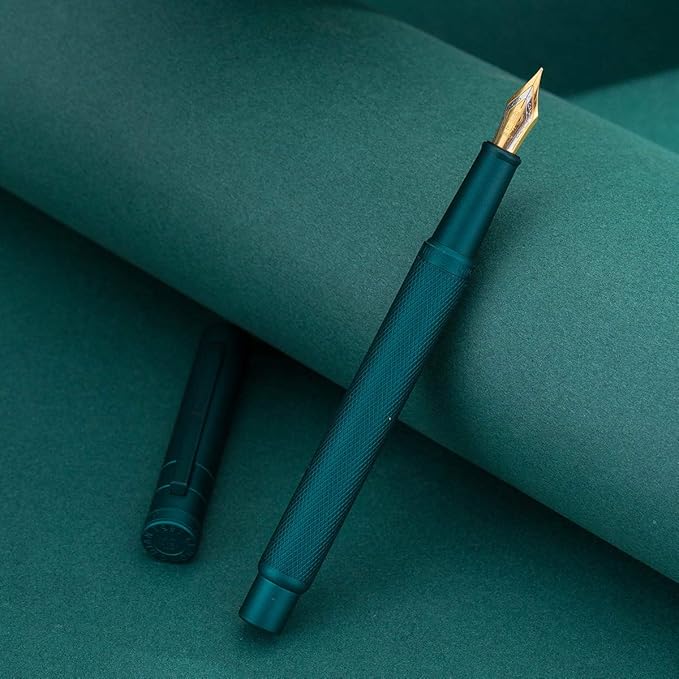 Hongdian 1851 Green Forest Fountain Pen Medium Nib, Classic Design with Converter and Metal Pen Case