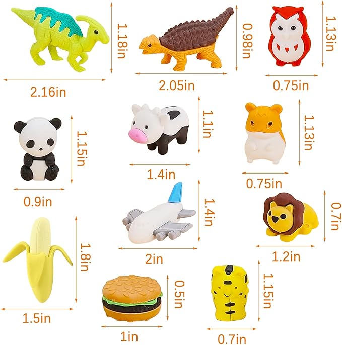 150Pcs Animal Erasers Bulk Cute Food Erasers Desk Pets Kids Puzzle Eraser Take Apart Cool 3D Eraser Mini Fun Party Favors for School Supplies Classroom Rewards Easter Egg Fillers Gifts