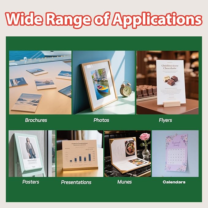 Uinkit Glossy Photo Paper 13x19inches100 Sheets 180Gsm 48lbs Professional Glossy Photographic Paper Compatible with Inkjet Printer Use DYE INK 180GSM