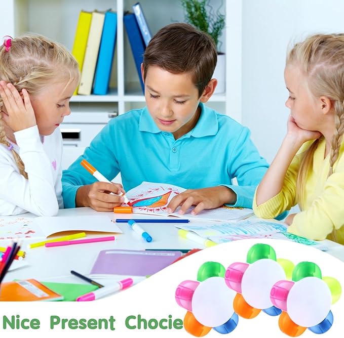 50 Pcs Petal Highlighters, Flower Shape Fluorescent Pens, 5-in-1 Highlighters for Marking, Drawing, Petal-Shaped Aesthetic Markers for Homes, Schools, Office Stationery Supplies (50)