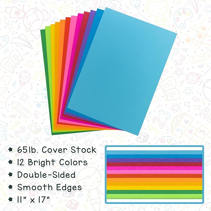 Hygloss Light Green Bright Colored Cardstock - 11x17-Inch, 50 Sheets, 65 lb/ 176 gsm, Fade-Resistant, Acid-Free Color Card Stock Paper