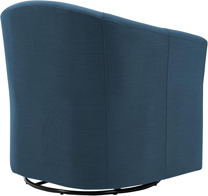 UIXE 360° Swivel Barrel Accent Chair, Modern Round Arm Chair Upholstered Club Armchair, Single Sofa Seating in Fabric for Living Room, Bedroom (Blue)