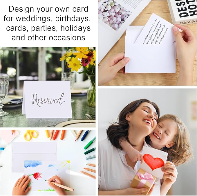 Joyberg Blank Cards and Envelopes 4x6, 30 Pack White Invitation Cardstock with 30 Pack Envelopes, Self-Seal Thank you Blank Greeting Cards and Envelopes, for All Occasions DIY, Print custom