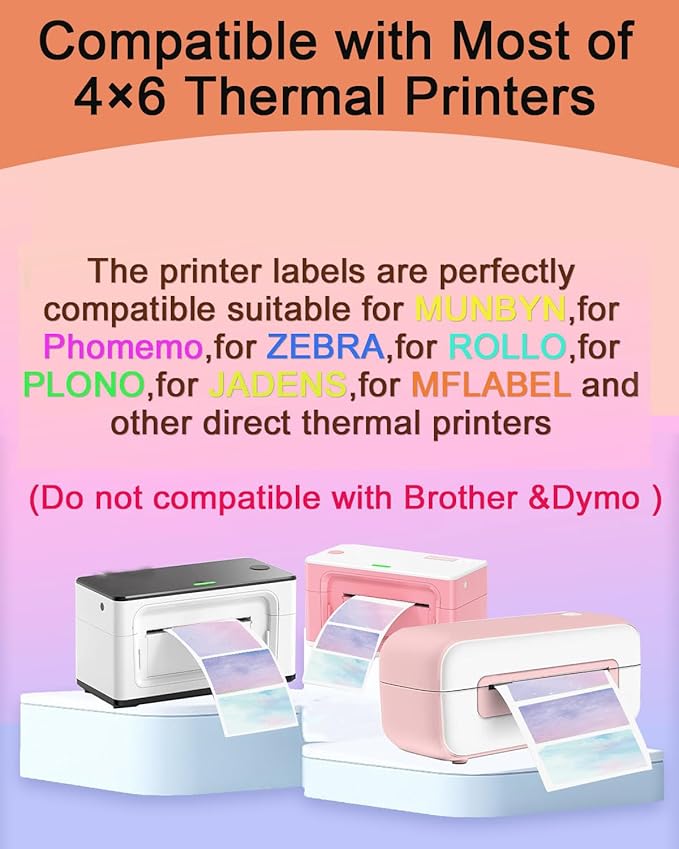 2.25 x 1.25 Thermal Labels - Self-Adhesive Address Shipping Barcode Stickers, Compatible with Rollo & Zebra & MUNBYN, 800 Labels for Printer, Color