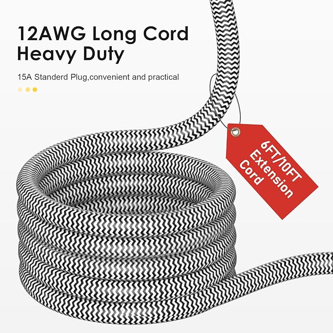 20Amp Power Strip Surge Protector, Long Metal 8-Outlets with Heavy Duty 20 amp 6Ft 12 Gauge Extension Cord for Garage Workshop & Industrial Use, 1200J