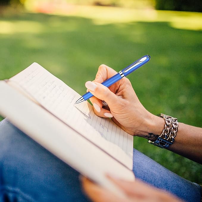 Gel Ink Rollerball Stylus Pen - 18 Pack,0.5mm Fine Point,2 in 1 Capacitive Stylus Pen,Large Capacity Blue Ink,Writing Smoothly for Office,Business,Gift,Metal Silver Clip