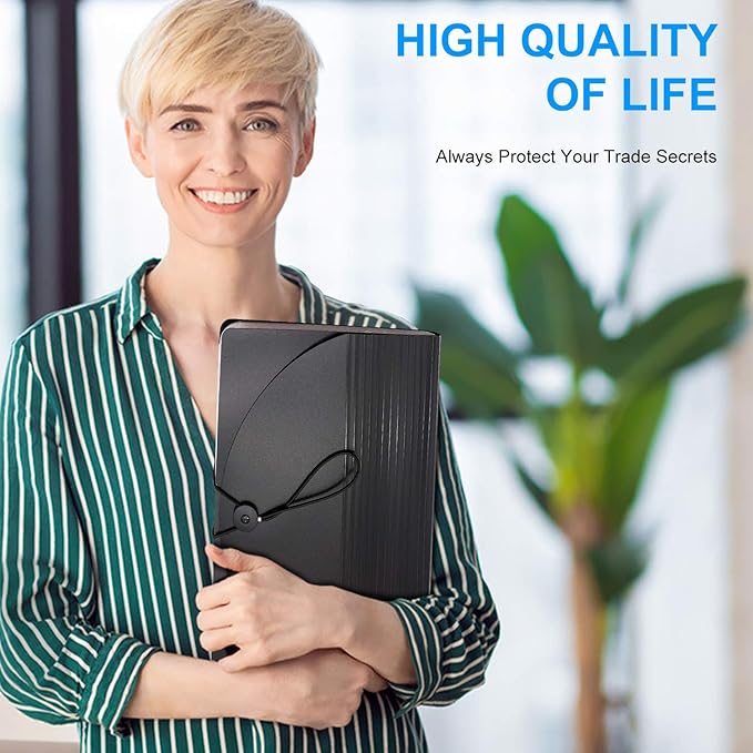 4 Pack Expanding File Folder with Blank Label, 12 Pocket Accordian File Organizer Document Storage Organizer, Desktop Accordion Folders File Keeper A4 Letter Size for Home School Office