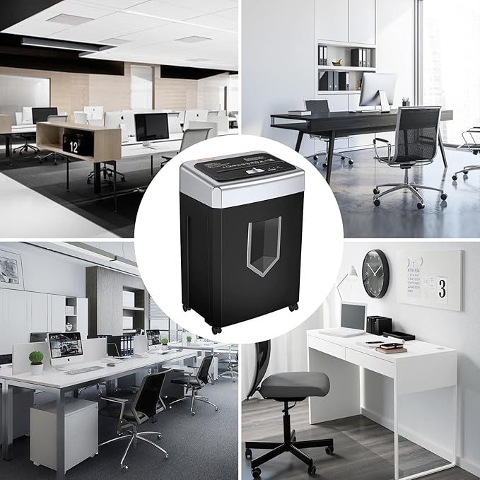 Bonsaii 15-Sheet Office Paper Shredder, 40 Mins Heavy Duty Shredder for Home Office, Crosscut Shreder with Anti-Jam System & P-4 High Security Supports CD/Credit Cards/Staple,5 Gal Pullout Bin C169-B