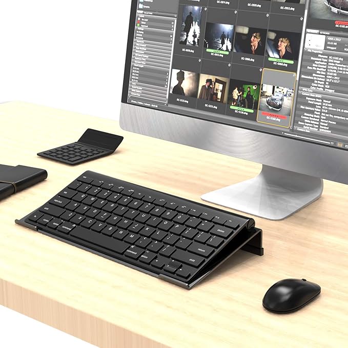 Mini Computer Keyboard Stand-11.8'' x 5.1''-Small Computer Keyboard Tray Acrylic Keyboard Holder for 78 Keys Universal Compact Keyboard, with Black Silicone Strip, Black