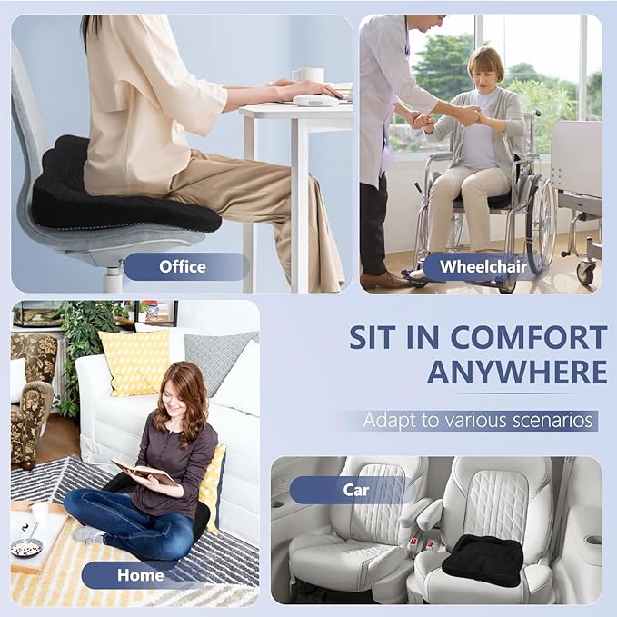 Gel Seat Cushion, Thicken Big Office Chair Cushion Chair Seat Pads for Long Sitting, Sciatica & Hip Pain Relief, Egg Seat Cushion for Wheelchair Car Office Home Travel Outdoor