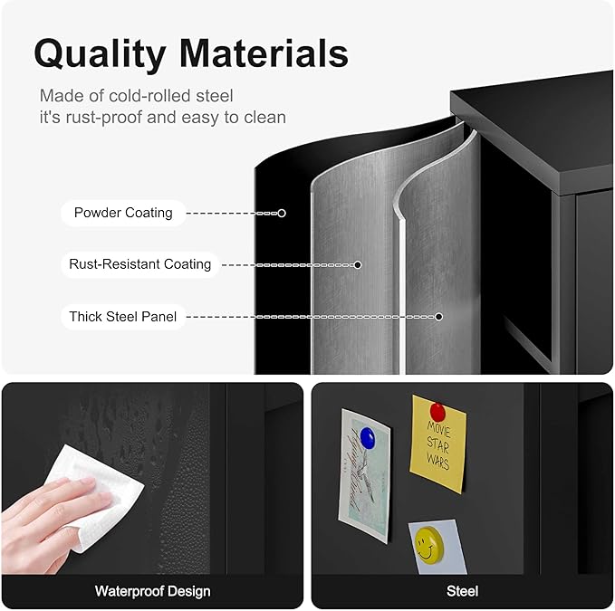 71H Tall Metal Storage Cabinet with 2 Doors and 5 Shelves,Farmhouse Storage Cabinet with Barn Doors,Pantry Storage for Home,Office,Bathroom,Dining Room,Kitchen(Black)