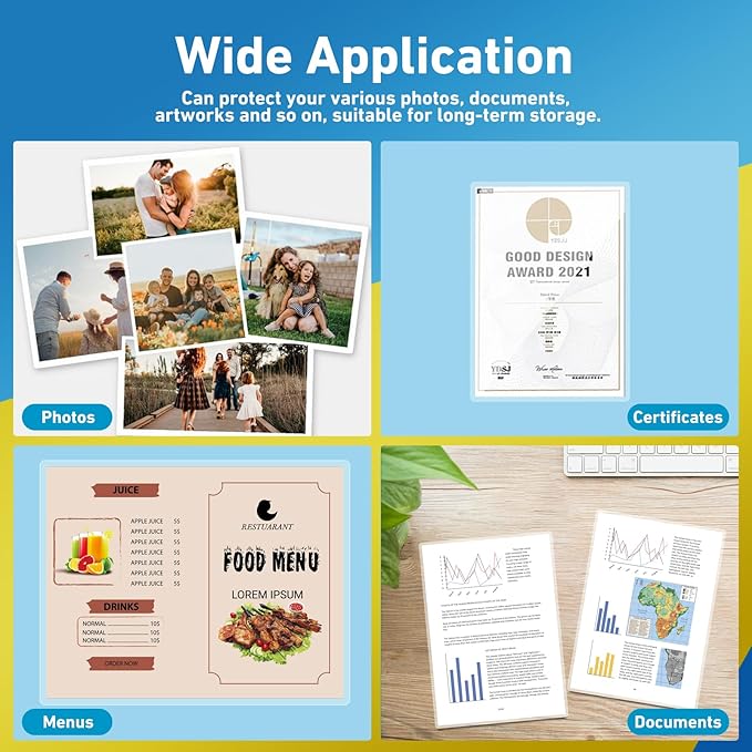 Uinkit Matte Thermal Laminating Pouches, 9 x 11.5 Inches 3 Mil Thick Clear Anti-Glare with Matte Finish 50 Pack Fitted for Letter Size Laminating Sheets 8.5 x 11