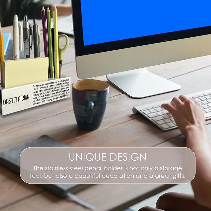 Obstetrician Definition Gifts for Women, Men, Obstetrician Desk Decor Stainless Steel Pen Pencil Holders WCC50