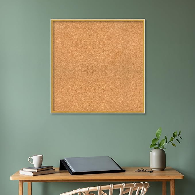 Amanti Art Natural Cork Board for Wall, 33x33 Vision Board with White Frame, Large Corkboard Office Decor for Home Organization, Modern Corkboard Pinboard to Display Items for Home Organization in