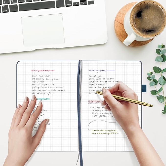 &And Per Se Graph Journal Notebook, 160 Pages, 5.7 x 8 inches College Ruled Thick Paper Notebook Journals for Writing, Grid Hardcover Notebook(1 Pack, Dark Blue)