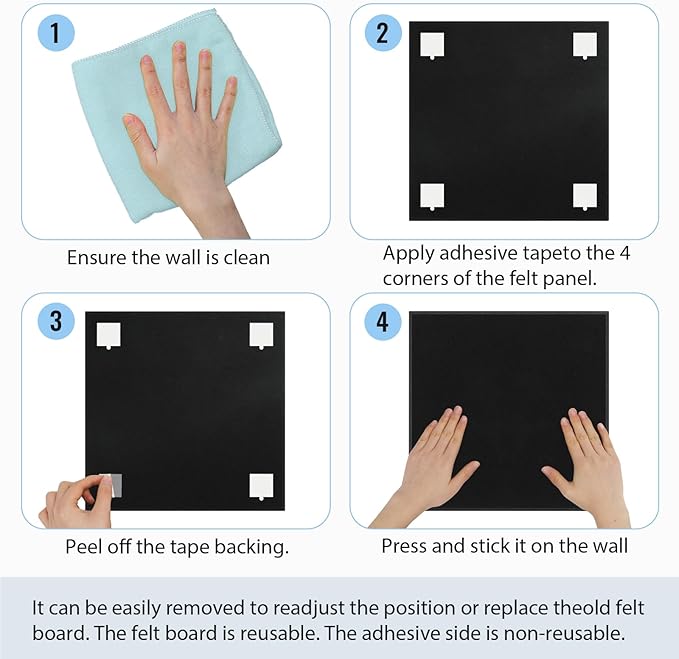 Smarpau Large Cork Board, Black Bulletin Board for Walls 48"x36", 12 Pack Pin Board Felt Wall Tiles with 35 Pushpins 50 Removable Security Stickers, Cork Boards for Office Home Decoration