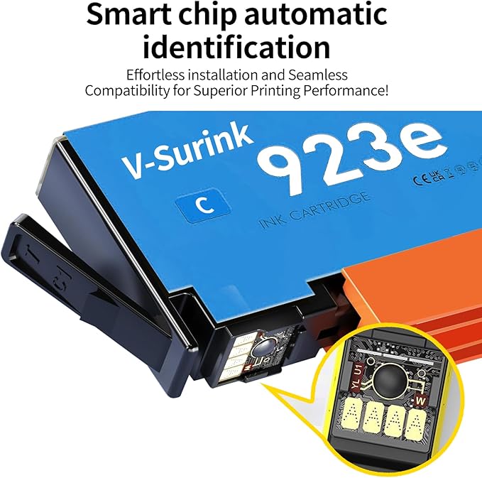 923 923XL Ink Cartridges Combo Pack(4-Pack) - High Yield Replacement for HP 923 Ink Compatible for HP OfficeJet Pro 8135e 8130e 8138e 8125e 8139e 8124e 8132e 8120 8130 (Black, Cyan, Magenta, Yellow)