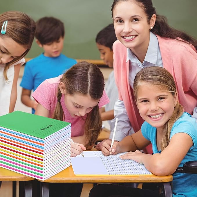 Henoyso 6 Pcs 120 Pages Primary Composition Notebooks K-2 9 3/4 x 7 1/2 Inch Journals Primary Journals Blank Books for Kids to Write Stories Kindergarten (Colorful)