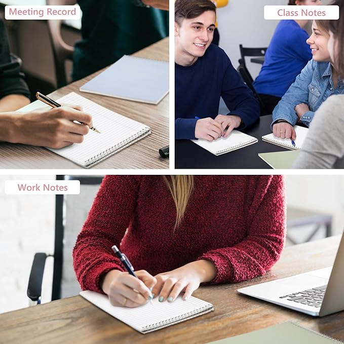 6 Pack 8.5 x 11'' Top Bound Office Steno Book Wide Ruled Double Sided Spiral Notebooks Reliable White Paper 70 Sheets/Pad Pastel Colors Covers for Writing School Notes(Earthy Color)