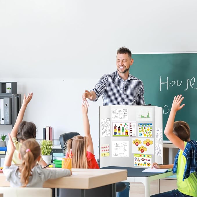 6 Pack Trifold Poster Board 48" X 36", IKAYAS Double Sided White Tri-fold Poster Boards, Science Fair Display Boards Posterboard Foamboard for Mounting, Art, Display, Projects Classroom Supplies