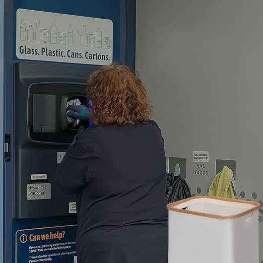 29 Gallons Recycling Bins for Kitchen, Indoor Recycle Bins with Lid, 110L Large Recycle bin with 2 Removeable Reusable Inner Bags, for Bottles Cans Glass Plastice Cartons(Beige)