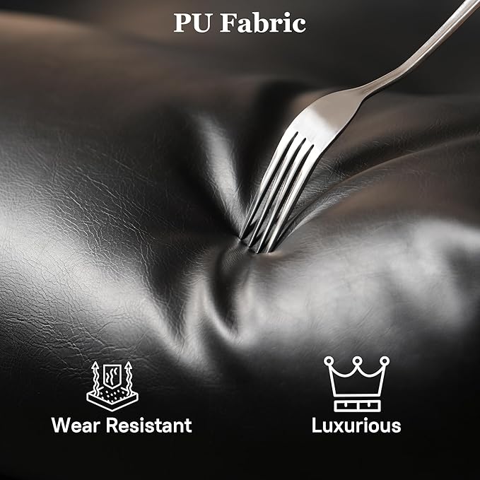 Mid Century Modren Big and Tall Office Chair,Large Ergonomic Executive Chair for Heavy Duty People, Computer Desk Task Chair with Wheels, Faux Lether Fabric Wide Chair for Home Sturdy,Black