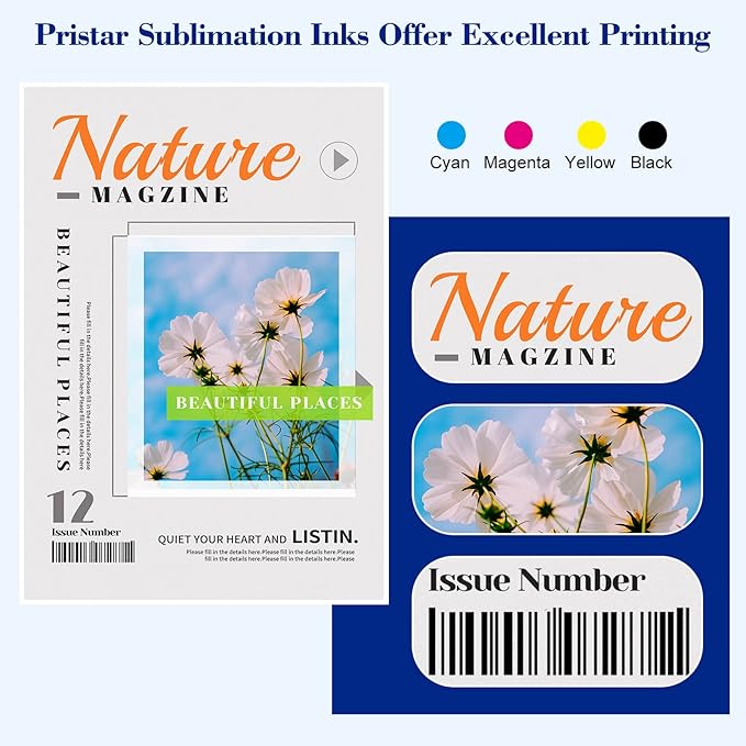 Pristar Sublimation Ink for EPS Ecotank ET 2803 ET-2800 ET-4800 ET-2850 2840 ET-2710 ET 2720 ET 2760 ET-15000 ET-3760 ET-2400 ET-2750 5170 400 ml Supertank Printer Autofill Ink for Sublimation Transfe