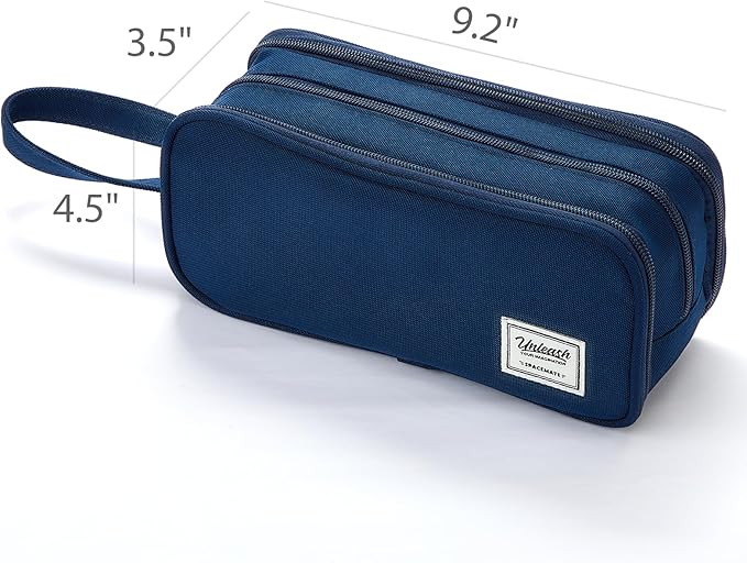 Pencil Case Pouch Box Bag School Supplies Girls Boys Kids, Cute Preppy Stuff Big Capacity Aesthetic Pen Organizer, Back to College Stationary, Navy Blue, Extra Large Style, 2300ml