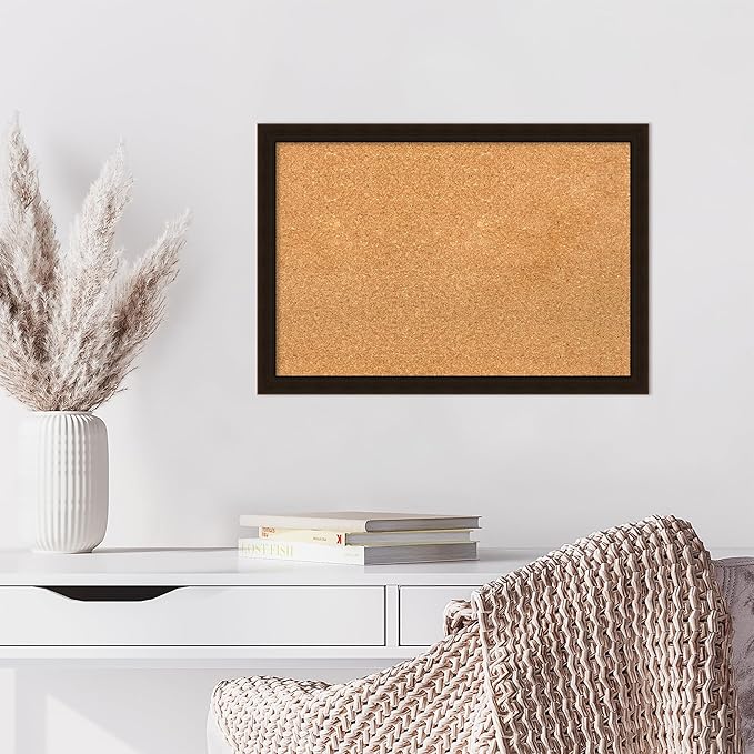Amanti Art Natural Cork Board for Wall, 18x26 Vision Board with Brown Wood Frame, Medium Corkboard Office Decor for Home Organization, Rustic Farmhouse Corkboard Pinboard to display items for home