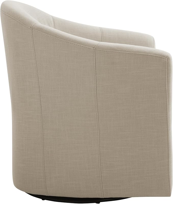 UIXE 360° Swivel Barrel Accent Chairs Set of 2, Modern Round Arm Chair Upholstered Club Armchair, Single Sofa Seating in Fabric for Living Room, Bedroom (Flax Brown)