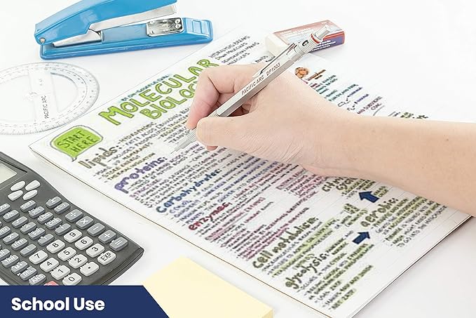 Pacific Arc Chromagraph Metal Mechanical Pencil .3 mm Silver Barrel Mechanical Pencil with Built In Lead Pencil Grade Indicator, Lead Pencil Holder for Drafting, Sketching, and Drawing