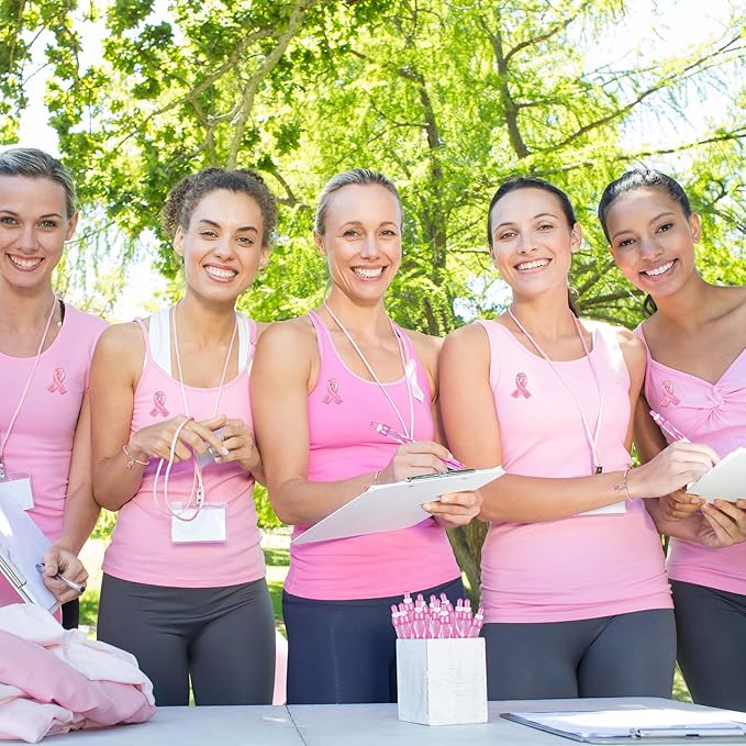 192 pcs Breast Cancer Awareness Items Bulk Pink Cancer Patients Survivor Gifts Include Pink Ribbon Pens Pins Bracelets Organza Bags Cancer Survivor Campaign Supplies for Theme Charity Event