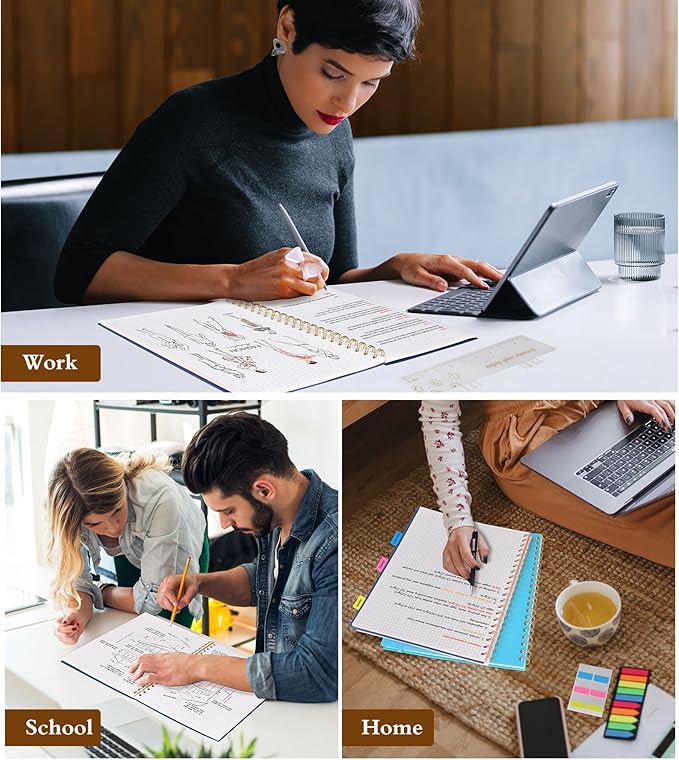 Graph Paper Notebook, Spiral Notebook Journal 8.5” x 11”, A4 Large Grid Notebooks for Women Men, 100 GSM Graph Paper, Plastic Hardcover Spiral Graphing Journals for Work School Engineering, Navy