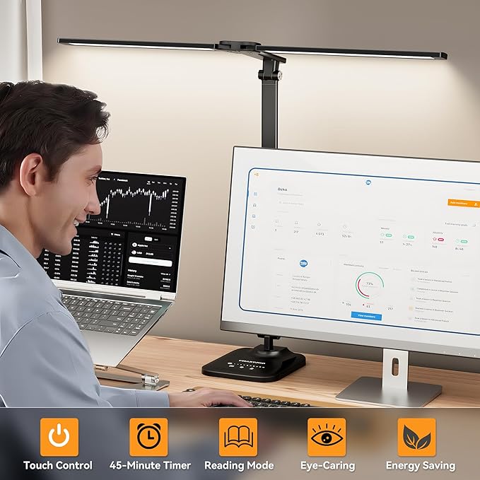 LED Desk Lamp for Office Home, Height Adjustable Architect Desk Light with USB Adapter, Stepless Dimming Table Lamp Light for Reading, Study, Workbench