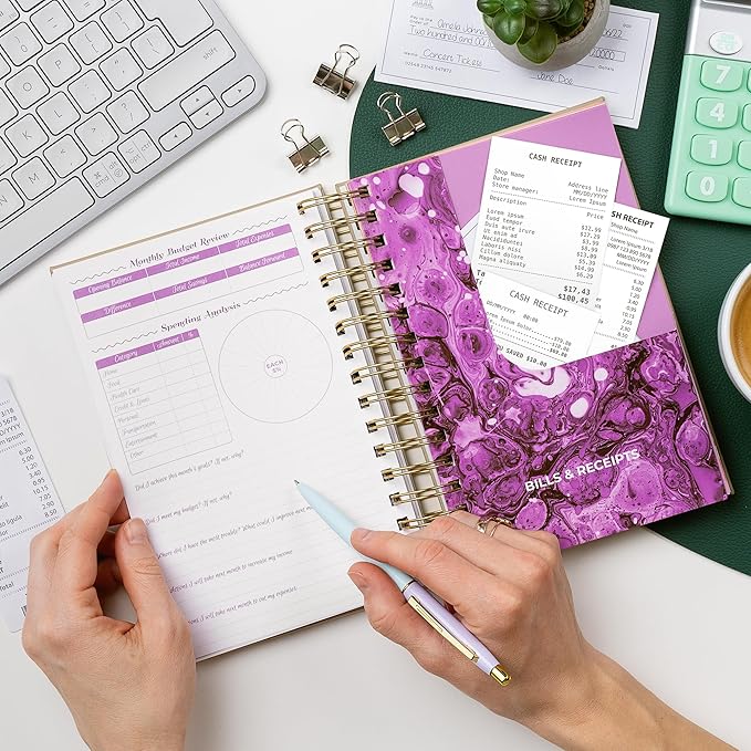 GoGirl Budget Planner & Monthly Bill Organizer – Monthly Financial Book with Pockets. Expense Tracker Notebook Journal, Compact (Seashell)