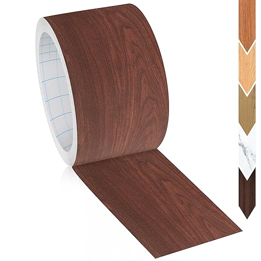 GSCIT Club Wood Tape, 2.4 inch X 15ft Self Adhesive Cherry Wood Grain Repair Tape Cherry Repair Patch for Tables, Chairs, Baseboards, Doors, Windows